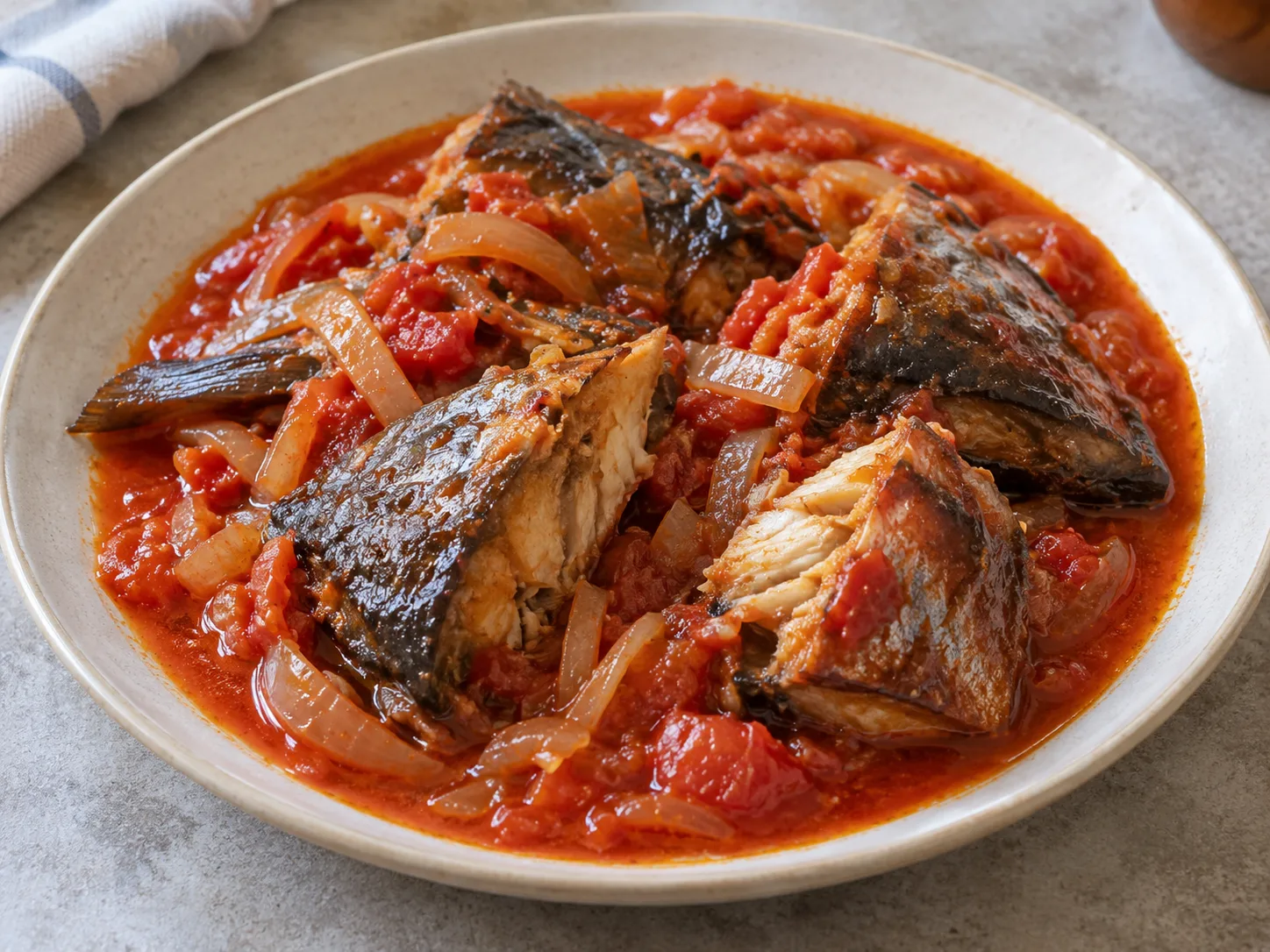 Poisson fumé en sauce