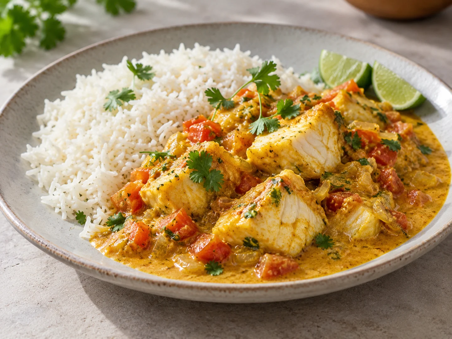 Riz au curry de poisson