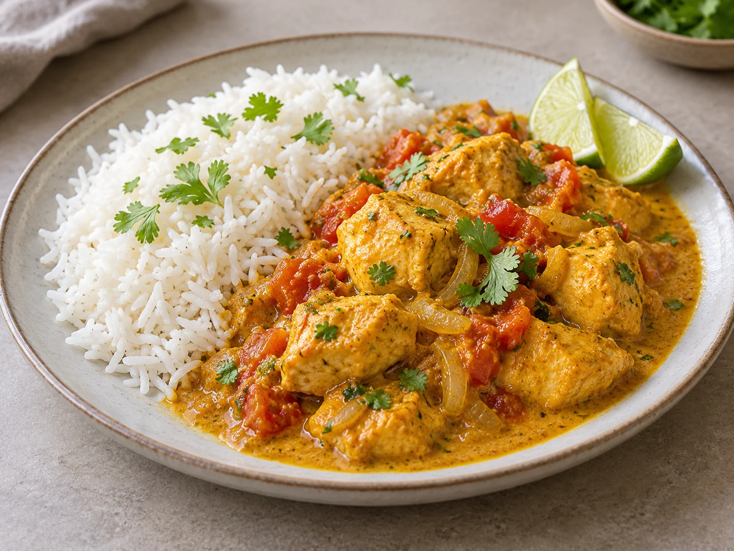 Riz au curry de poulet