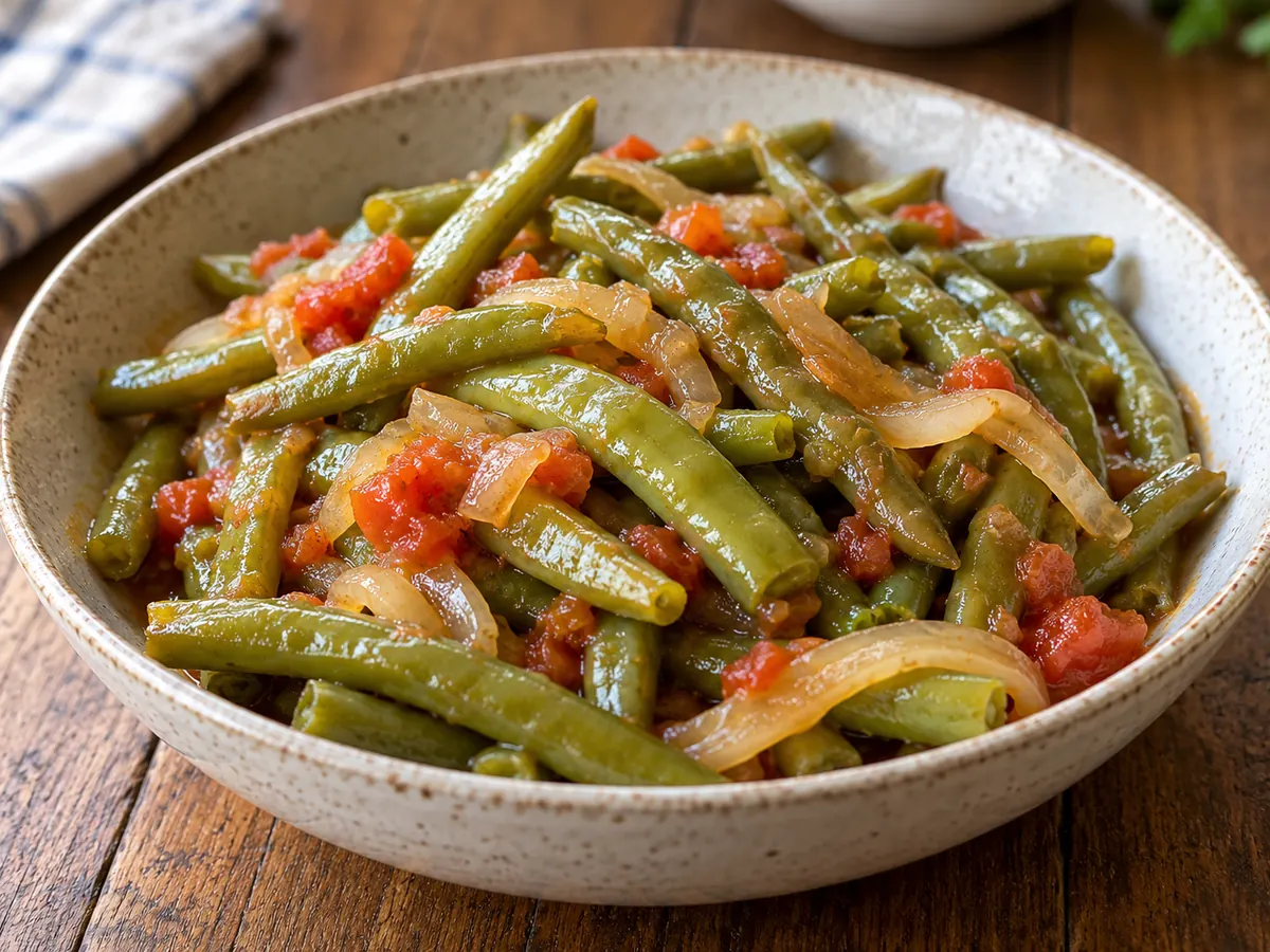 Haricots verts aux oignons