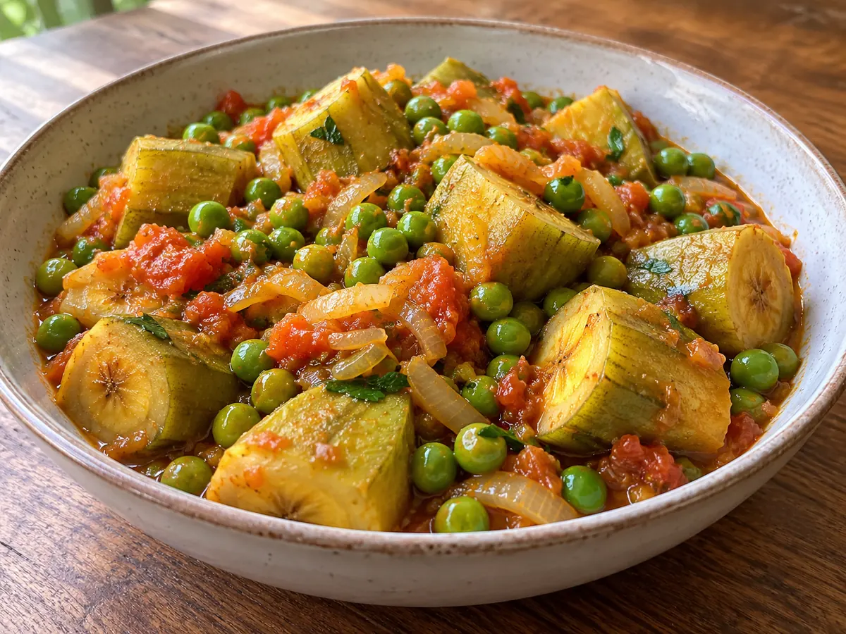 Petits pois aux bananes vertes