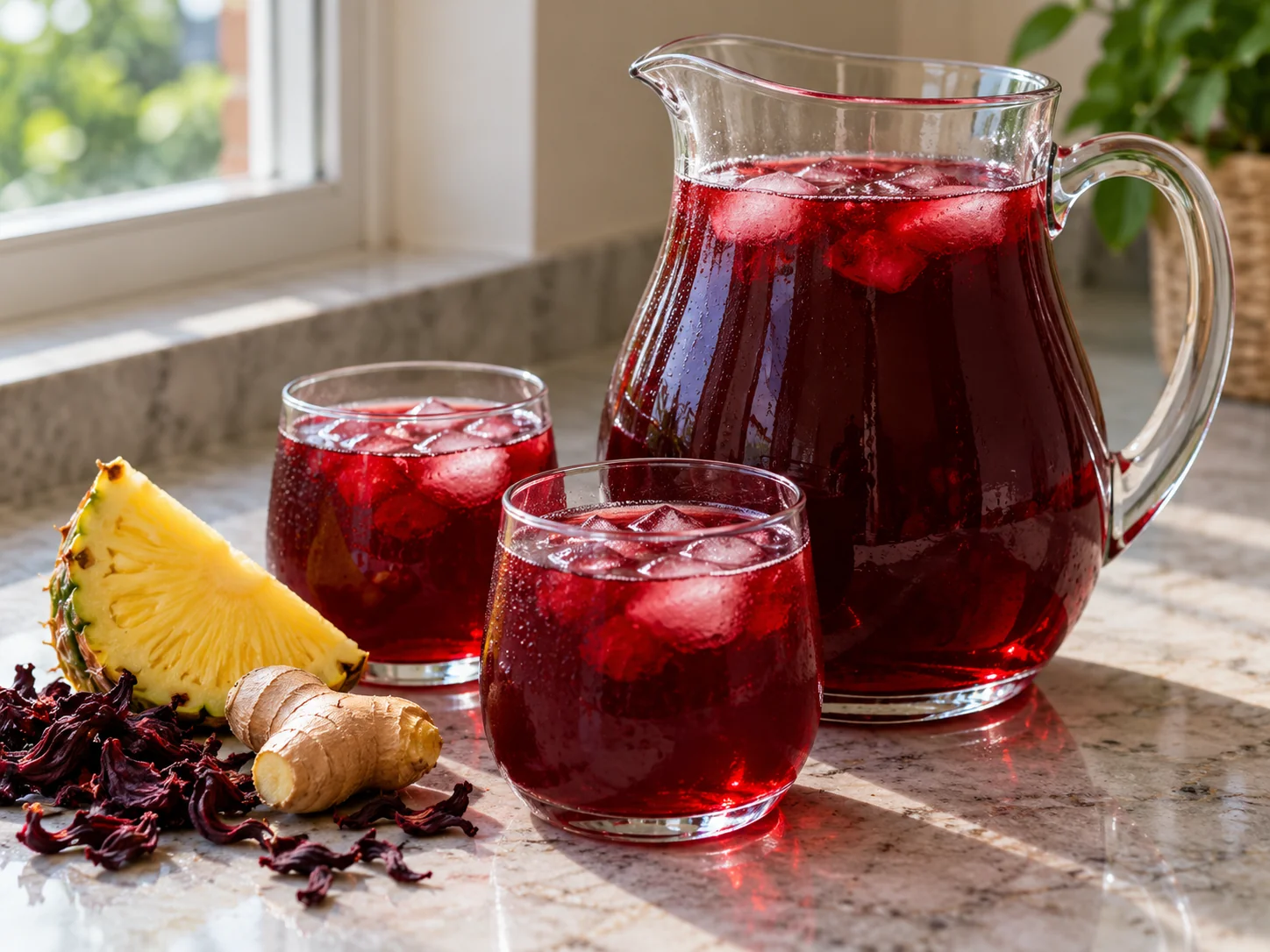 Zobo — boisson d’hibiscus à l’ananas et au gingembre