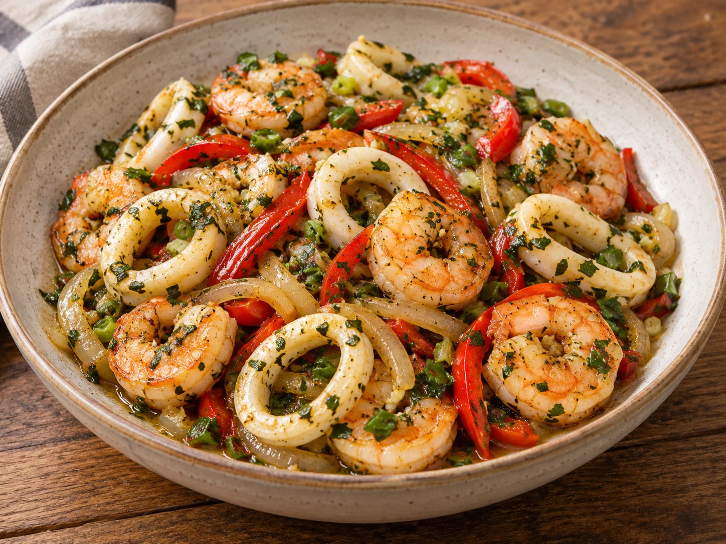 Crevettes et calamars au nokoss